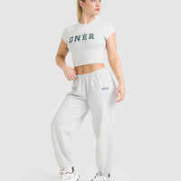 Lightweight Jogger with Printed Logo | Light Grey Marl