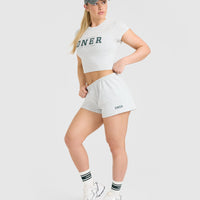 Lightweight Shorts with Printed Logo | Light Grey Marl