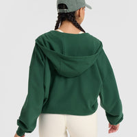 Lightweight Zip Through Hoodie with Printed Logo | Racing Green