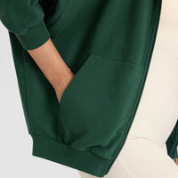 Lightweight Zip Through Hoodie with Printed Logo | Racing Green