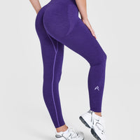 Effortless Seamless Leggings with White Logo | Amethyst
