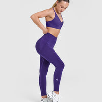 Effortless Seamless Leggings with White Logo | Amethyst
