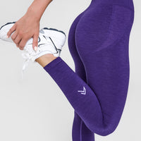 Effortless Seamless Leggings with White Logo | Amethyst