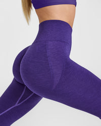 Effortless Seamless Leggings with White Logo | Amethyst
