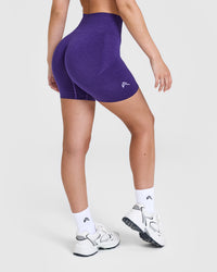 Effortless Seamless Shorts with White Logo | Amethyst