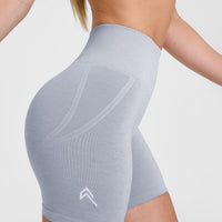 Effortless Seamless Shorts with White Logo | Metal Grey