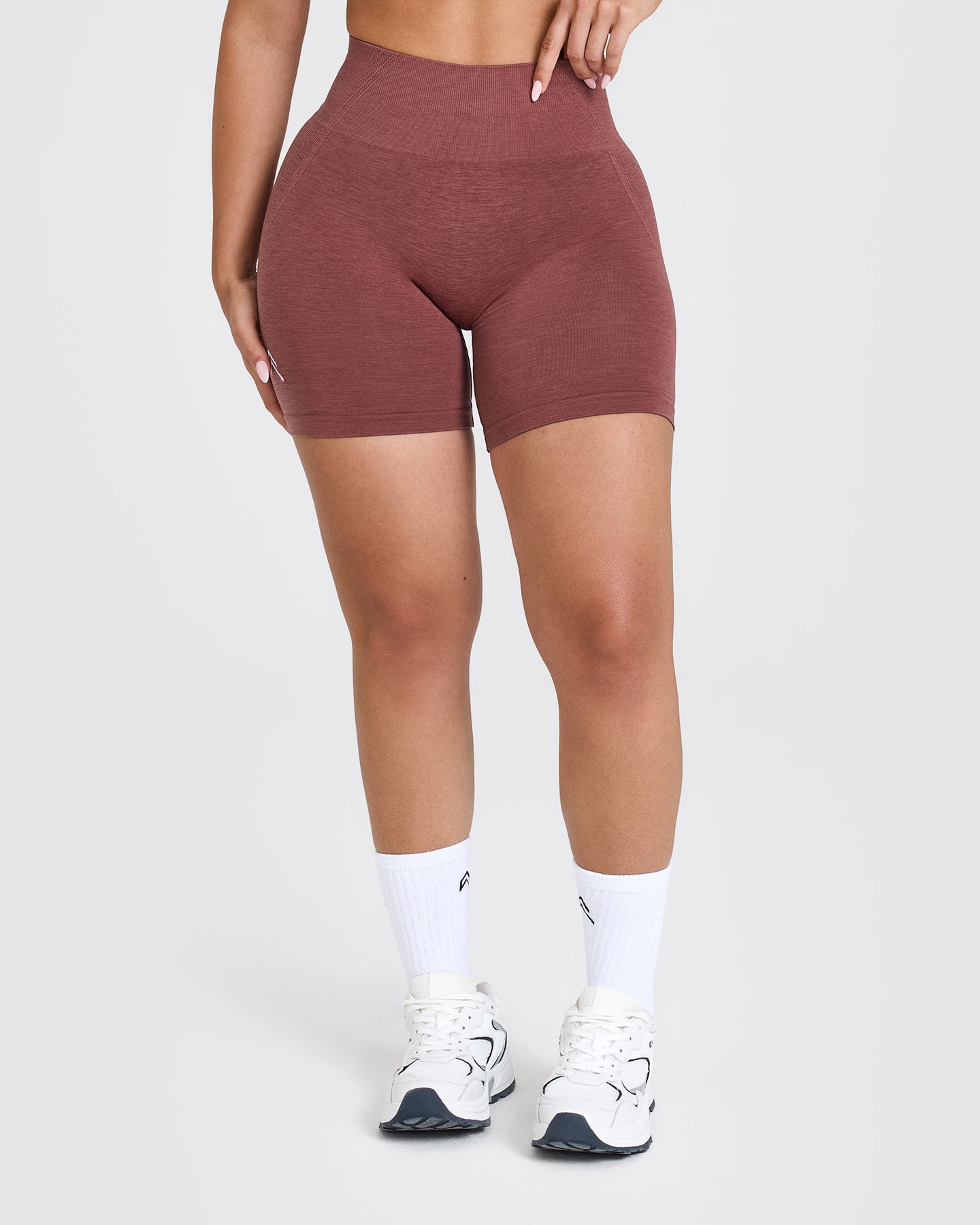 Effortless Seamless Shorts with White Logo | Berry