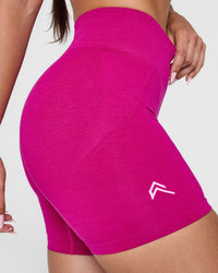 Effortless Seamless Shorts with White Logo | Fuchsia