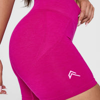 Effortless Seamless Shorts with White Logo | Fuchsia