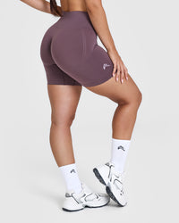 Effortless Seamless Shorts with White Logo | Vintage Purple