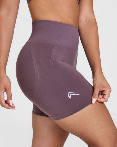 Effortless Seamless Shorts with White Logo | Vintage Purple