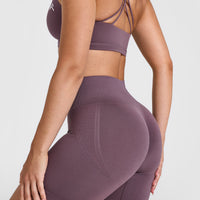 Effortless Seamless Shorts with White Logo | Vintage Purple