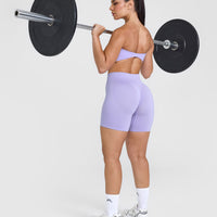 Effortless Seamless Shorts with White Logo | Vintage Violet