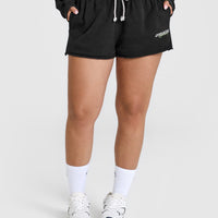 Raw Lounge Oversized Shorts with Graphic | Washed Black