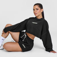 Raw Lounge Oversized Shorts with Graphic | Washed Black