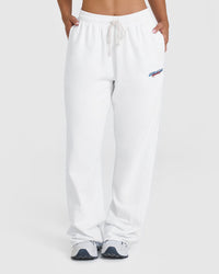 Raw Lounge Wide Leg Joggers with Graphic | White