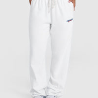 Raw Lounge Wide Leg Joggers with Graphic | White