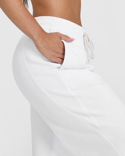 Raw Lounge Wide Leg Joggers with Graphic | White