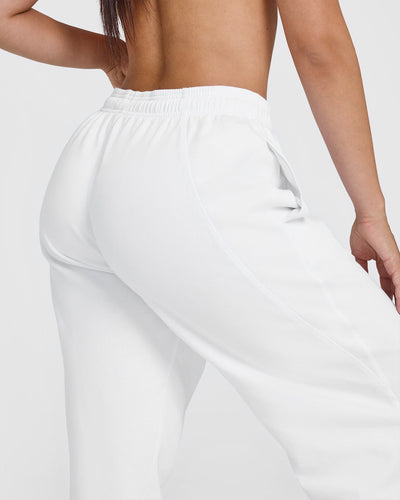 Raw Lounge Wide Leg Joggers with Graphic | White