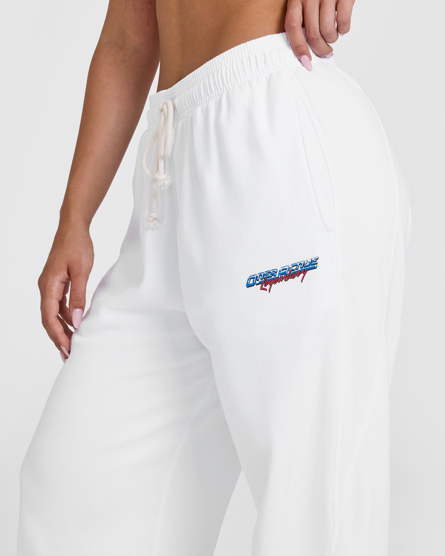 Raw Lounge Wide Leg Joggers with Graphic | White
