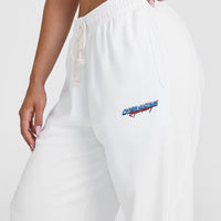 Raw Lounge Wide Leg Joggers with Graphic | White