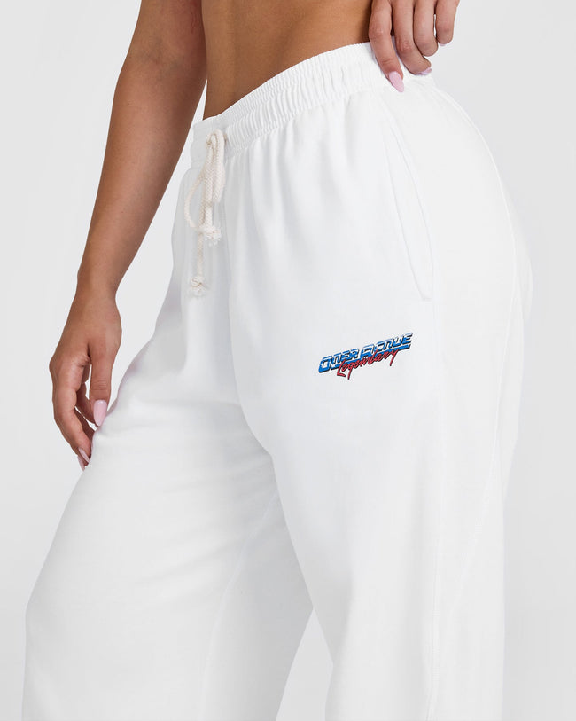 Raw Lounge Wide Leg Joggers with Graphic | White