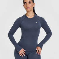 Go To Seamless Fitted Long Sleeve Top | True Blue