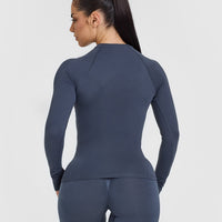 Go To Seamless Fitted Long Sleeve Top | True Blue