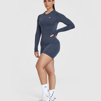 Go To Seamless Fitted Long Sleeve Top | True Blue