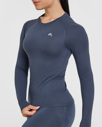 Go To Seamless Fitted Long Sleeve Top | True Blue