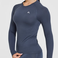 Go To Seamless Fitted Long Sleeve Top | True Blue