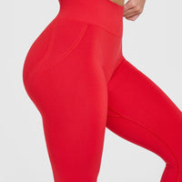 Effortless Seamless Leggings with White Logo | Muscle Mommy Red