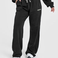 Raw Lounge Wide Leg Joggers with Graphic | Washed Black