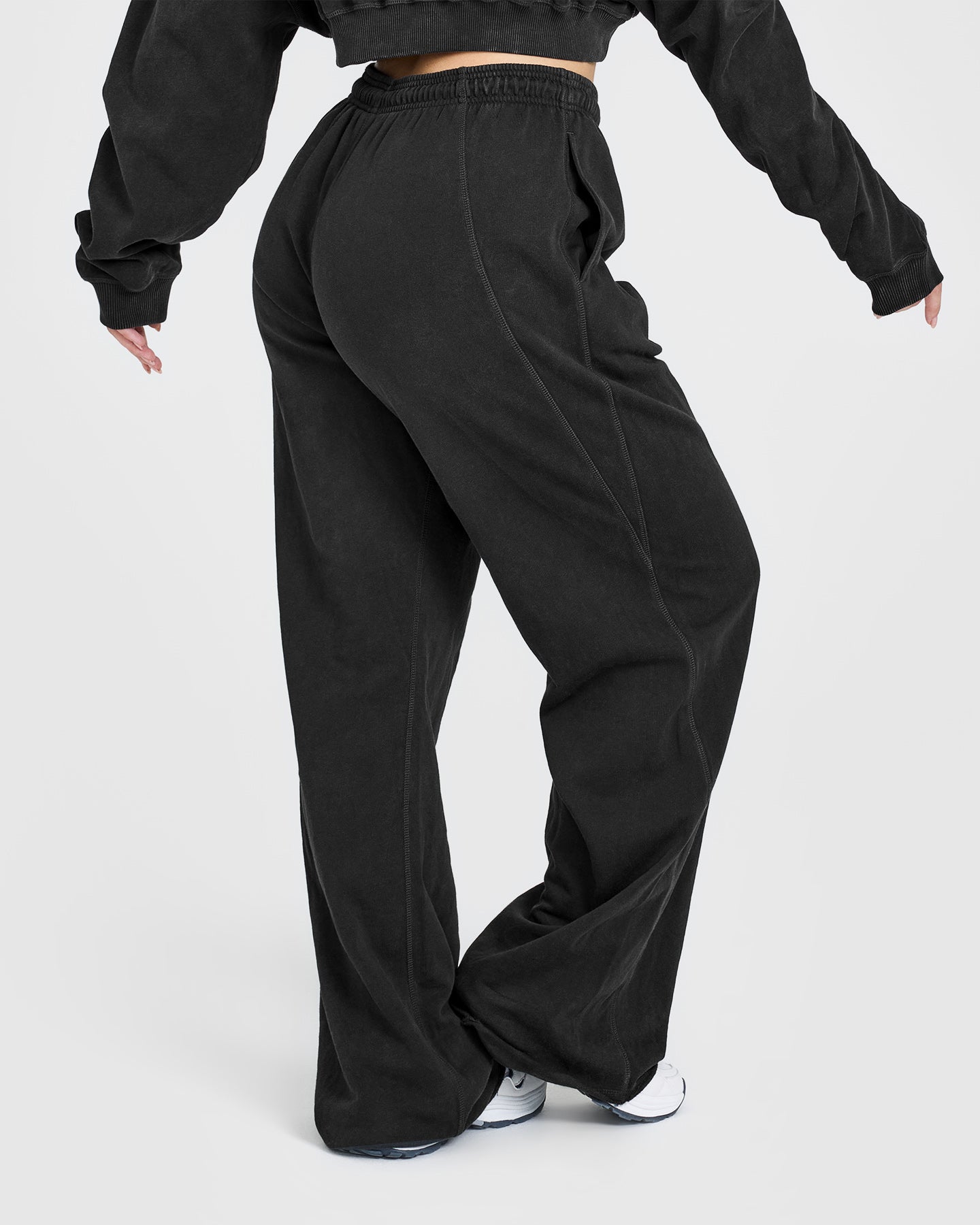 Raw Lounge Wide Leg Joggers with Graphic | Washed Black