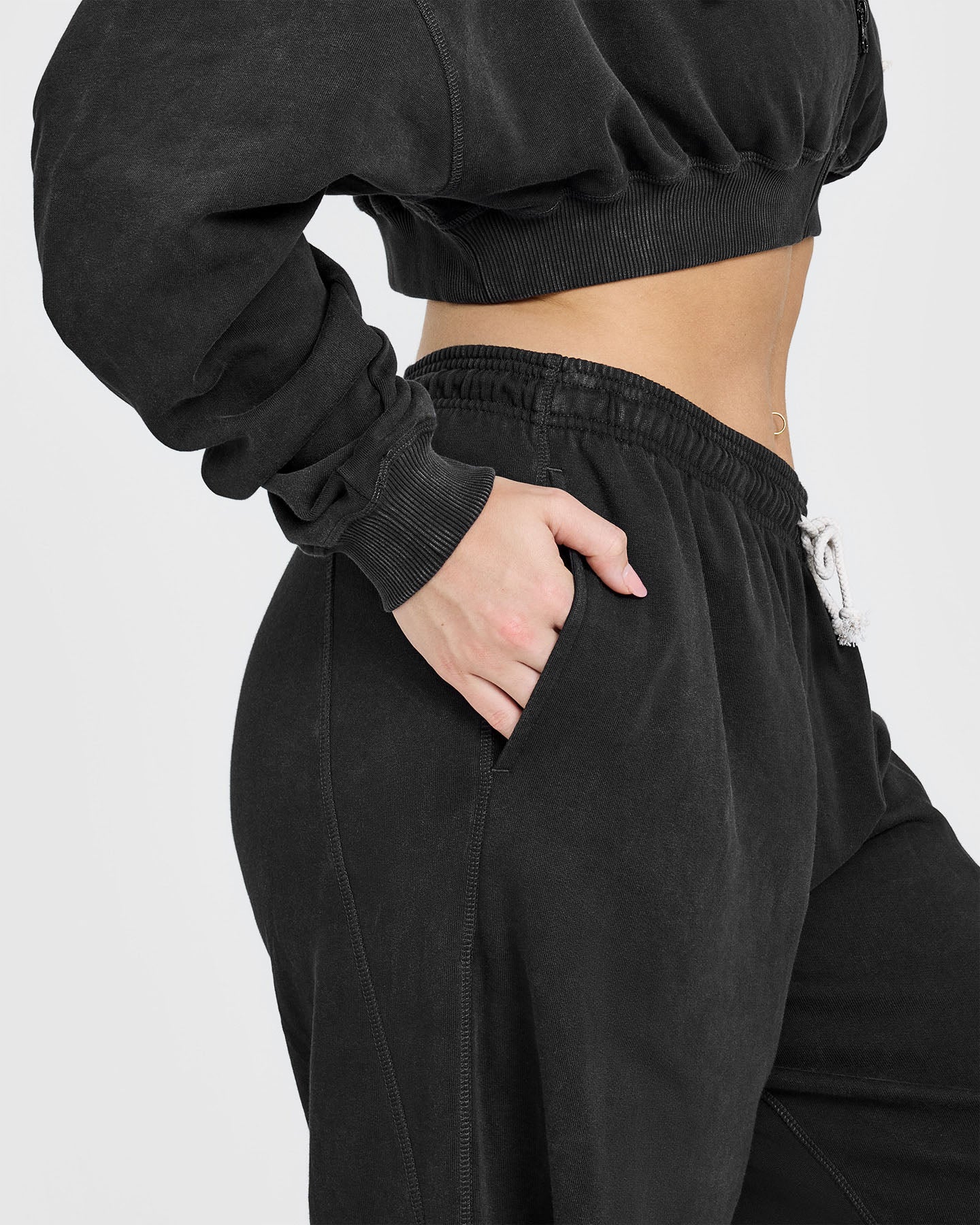 Raw Lounge Wide Leg Joggers with Graphic | Washed Black
