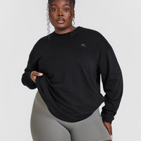 Classic Oversized Lightweight Long Sleeve Top | Black