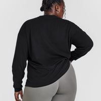 Classic Oversized Lightweight Long Sleeve Top | Black