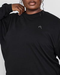 Classic Oversized Lightweight Long Sleeve Top | Black