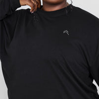 Classic Oversized Lightweight Long Sleeve Top | Black