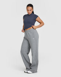 Mellow™ Rib Mid Mock Neck T-Shirt | True Blue