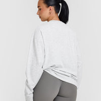 Classic Oversized Lightweight Long Sleeve Top | Light Grey Marl