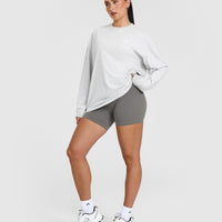 Classic Oversized Lightweight Long Sleeve Top | Light Grey Marl