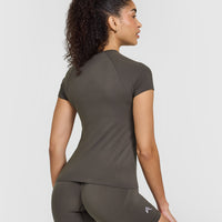 Go To Seamless Fitted Top | Deep Taupe