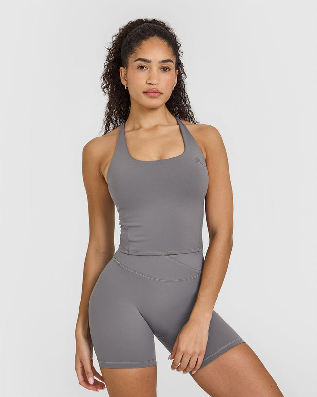 Timeless Square Neck Mid Vest | Ash Grey