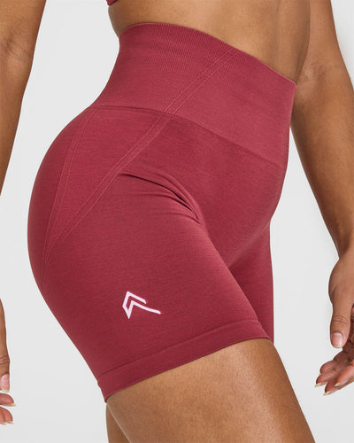 Effortless Seamless Shorts with White Logo | Burnt Cherry