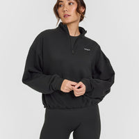 Mid Weight 1/4 Zip Sweatshirt | Soft Black