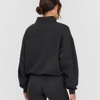 Mid Weight 1/4 Zip Sweatshirt | Soft Black