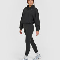 Mid Weight 1/4 Zip Sweatshirt | Soft Black