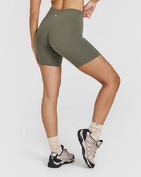 SoftMotionâ„¢ Cycling Shorts 8" with White Logo | Alpine Green