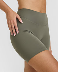 SoftMotionâ„¢ Cycling Shorts 8" with White Logo | Alpine Green